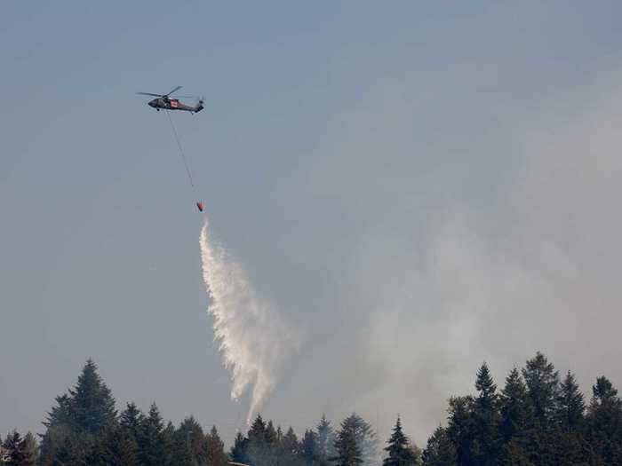 Unlike tankers, helicopters have no need to go back to a specific base to refill. They can scoop or suction up water almost anywhere it can be found; rivers, lakes, drainage basins, even backyard swimming pools.