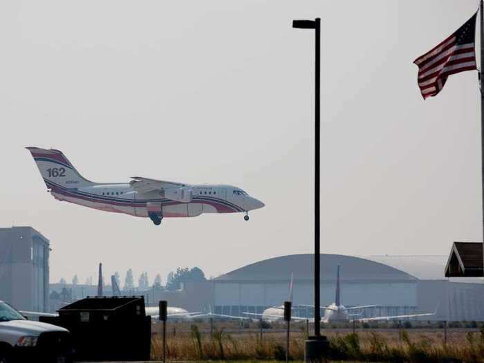 The tour is broken up with a radio report that an Aeroflite Avro RJ-85 is inbound for a refill and a refuel.