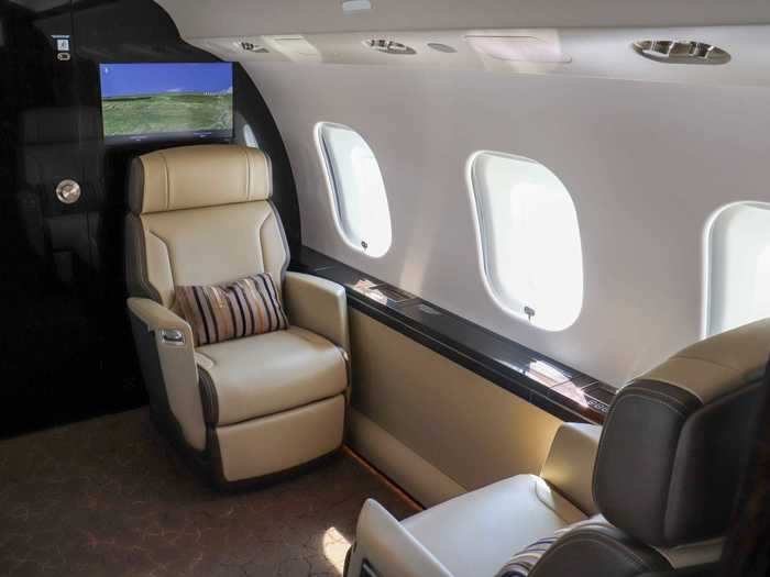 Five passengers can be seated in this space across a three-person divan and two club seats but it