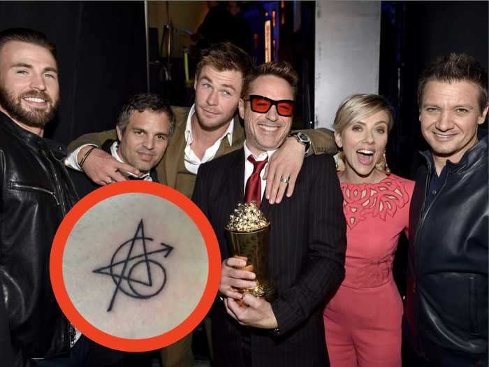 Most of the original cast of "The Avengers" got matching ink.