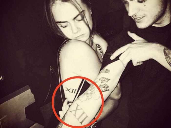 Famous friends Cara Delevingne and Alexander DeLeon got Roman numeral tattoos together.