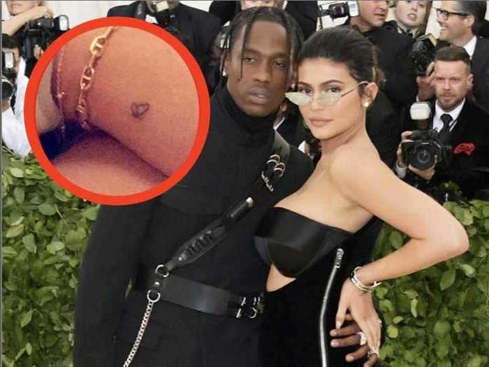 Kylie Jenner and Travis Scott have matching tattoos of a butterfly.