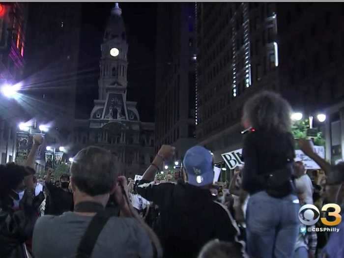 About 300 people gathered outside Philadelphia