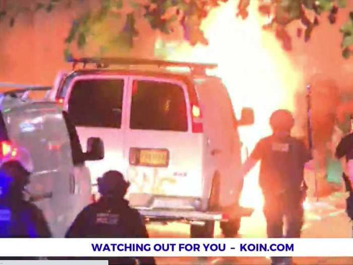 A protest in Portland turned into a riot, with some throwing Molotov cocktails at officers and police vehicles.