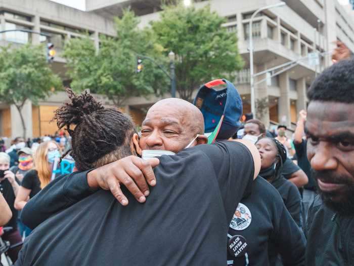 Protesters hugged after the decision was announced. Only one officer was indicted, over stray bullets which entered a neighboring apartment.