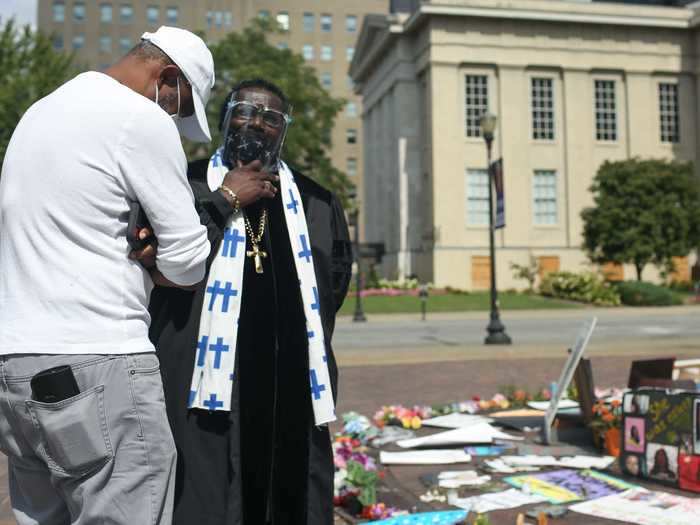 Johnson spoke with fellow Vietnam war vet Richard Dickerson, who came to Louisville from Alabama.