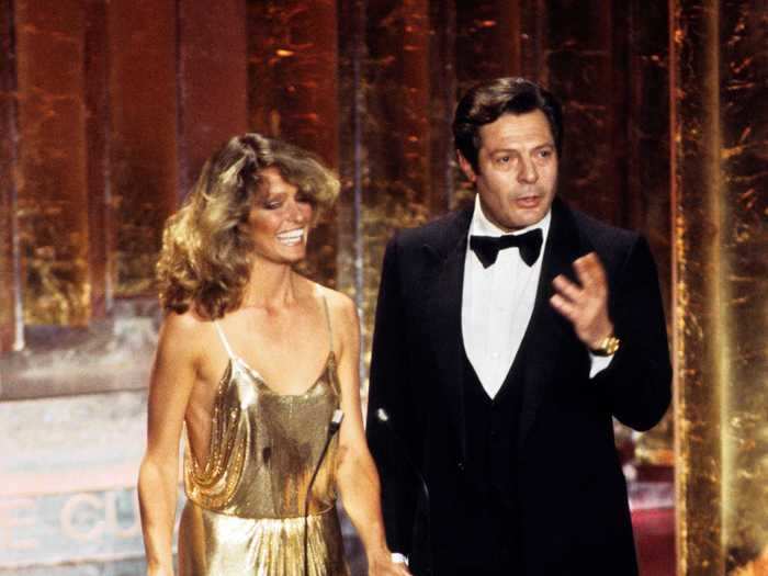 At the 1978 Academy Awards, Farrah Fawcett channeled a gold statue herself.