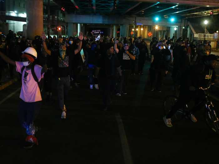 Protests continued throughout Thursday night.