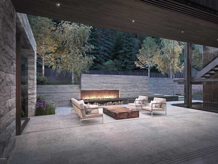 Outdoor fireplaces invite après-ski cocktails.