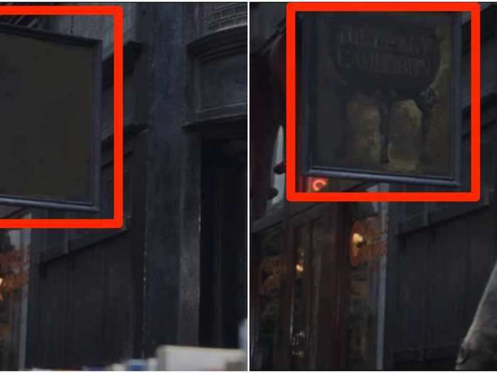 The Leaky Cauldron sign is only visible to magic folk.