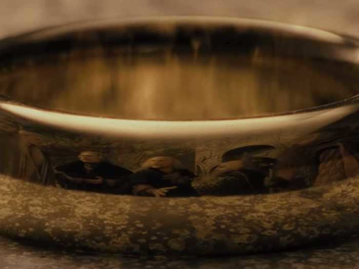 A gigantic version of the One Ring was used to create close-up shots like the one below.