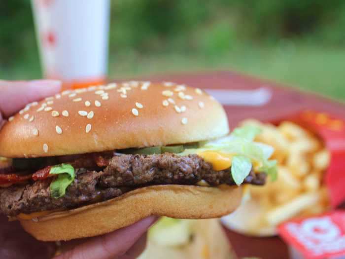 At first glance, the burger looked appetizing with the melted American cheese oozing through the beef patty