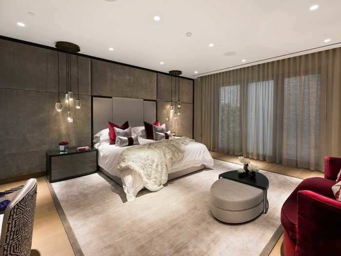 The master suite sits on the first floor above ground level.