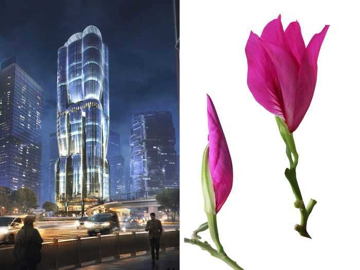 "The design reinterprets the structural forms and layering of a Bauhinia bud about to blossom," the studio said in a press release.