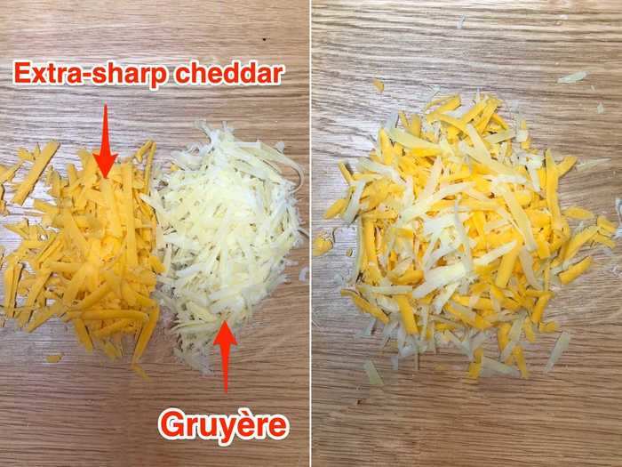 After making the spread, I grated and combined the two other kinds of cheese.