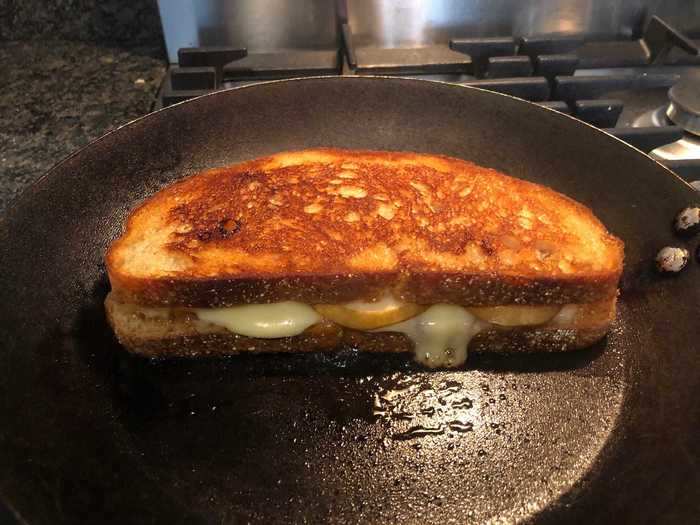 I had to resist the urge to squash this sandwich in the pan with my spatula.