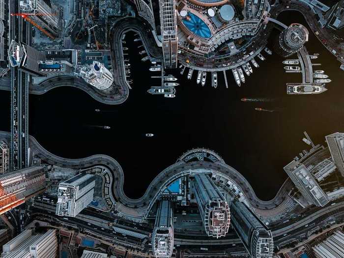 In "Dubai Marina," Carmine Chiriacò captured the symmetry and architecture of the city