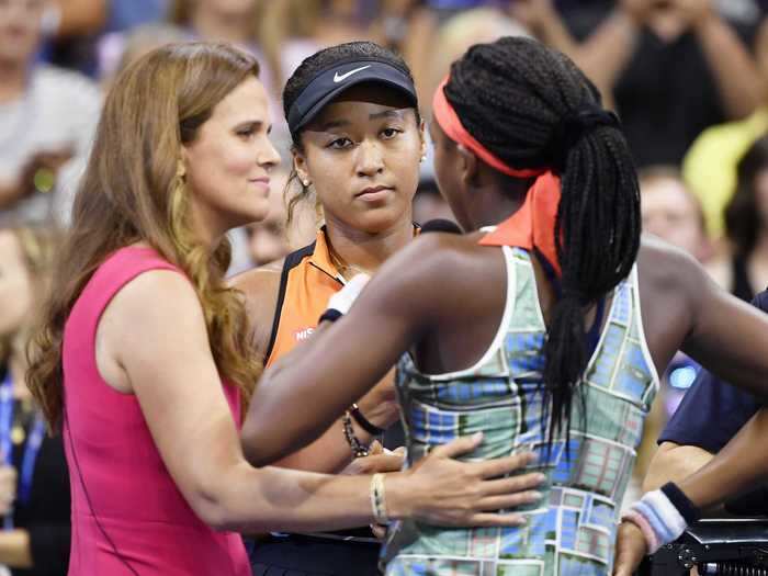 Osaka encouraged the 15 year old to join her for the post-match on-court interview, which is typically reserved for the winner, and went on to say "I think you guys are amazing, and Coco, I think you