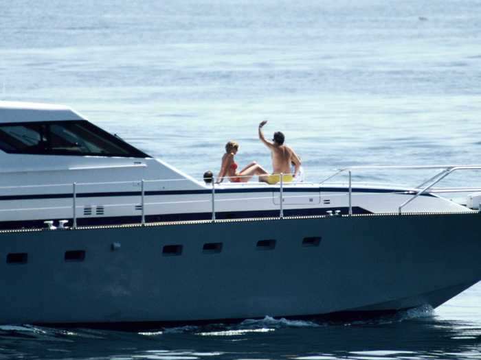 Diana, Princess of Wales, on a yacht of Spain