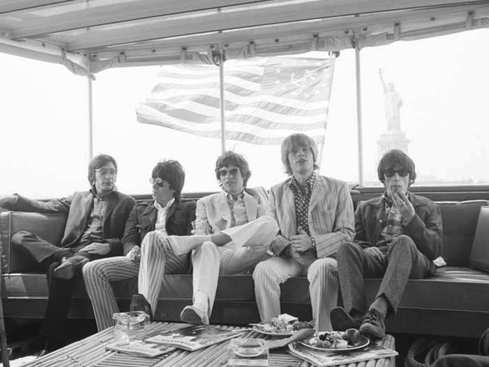 The Rolling Stones cruise along New York Harbor in 1966.