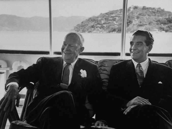 President Dwight. D. Eisenhower with the president of Mexico, Adolfo Lopez Mateo, aboard the Mexican presidential yacht during a visit in 1959.