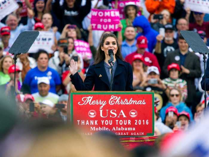 She still flew below the radar, directing the spotlight back on Trump. The then president-elect called her up to the microphone to speak at a "Thank You" rally in December 2017.