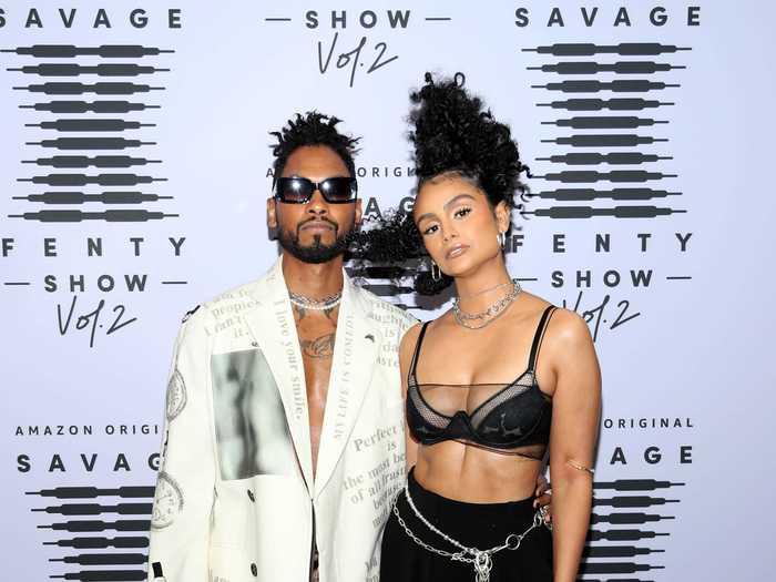 Miguel and his wife Nazanin Mandi complemented each other while wearing black and white.
