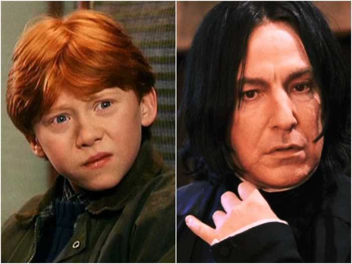 Rupert Grint drew a caricature of Alan Rickman during the potions lesson scene, and Rickman got Grint to autograph it for him.