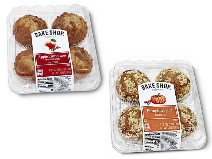 Bake Shop apple-cinnamon or pumpkin-spice muffins are great for on-the-go breakfasts.