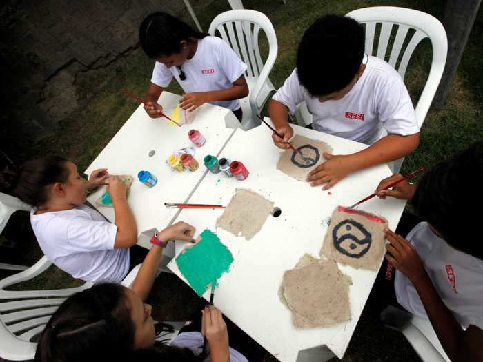 In Sao Paulo, Brazil, students used cigarette butts for an art project.