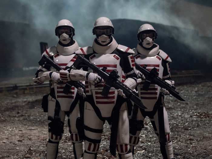 15. Who are those dystopian-looking soldiers at the episode