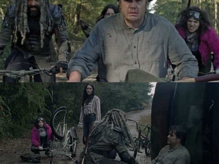 1. When did Eugene crash his bike in this episode?