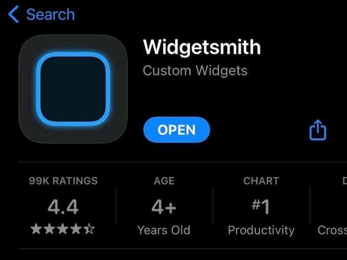 Download Widgetsmith from the App Store and launch the app.