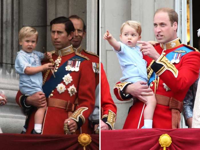 Prince George looked almost identical to his father when he wore the same powder blue outfit from 1984.