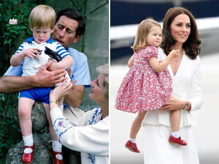 Princess Charlotte has also been spotted wearing a pair of red Mary Jane shoes worn by Prince Harry in 1986.