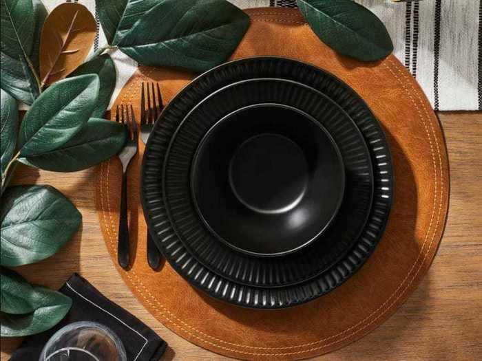 To give your tablescape some fall vibes, pick up these dinnerware sets and chargers.