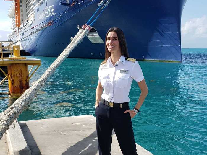 Kate McCue, 42, the first female captain of a mega-cruise ship, hopes to inspire other women to follow in her footsteps.