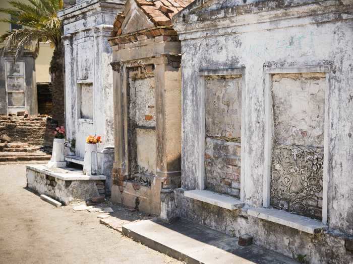 A voodoo queen is buried at the St. Louis Cemetery No. 1 in New Orleans.