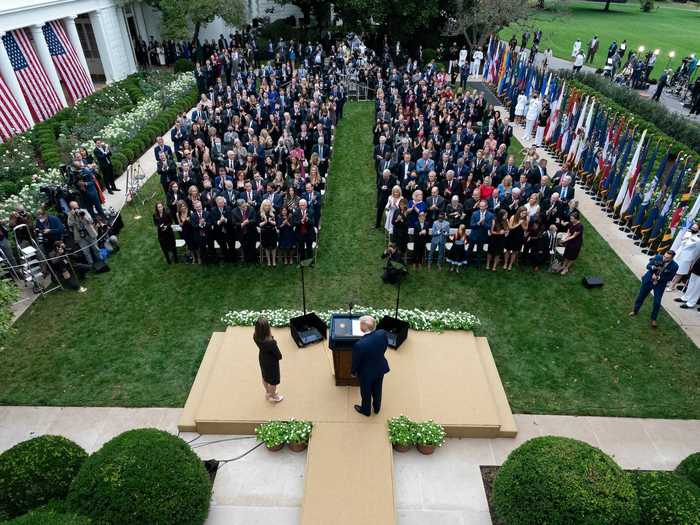 Saturday, September 26: President Trump hosts an event in the Rose Garden to formally announce his nomination of Amy Coney Barrett to the Supreme Court