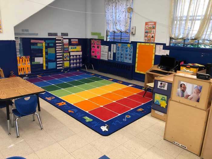 Because the state allows a maximum of 15 students per class, the two preschool classes are split in half. Each group of 10 students alternates between coming to class two and three days a week.