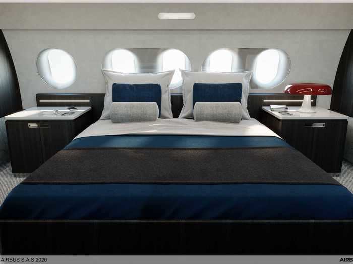 And of course, a king-size bed in the master bedroom that comes in handy on the longer flights of which the jet is capable.