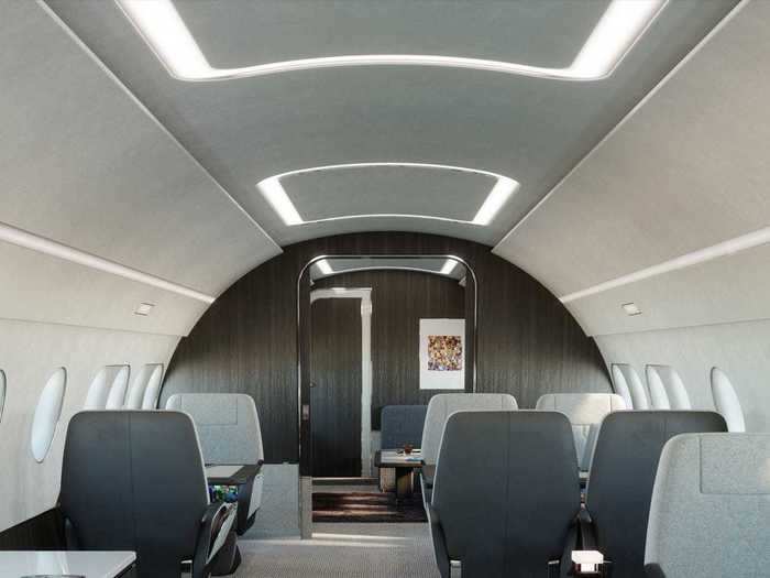 In the ceiling above, an LED lighting system is featured and WiFi extends throughout the plane.