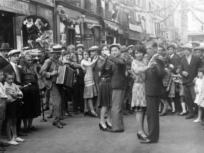 People loved dancing in the streets for Bastille Day back in the 1920s.