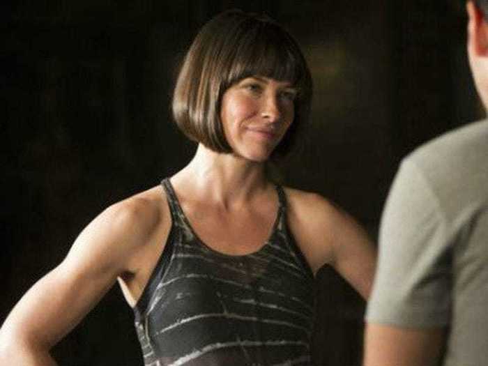 She revealed what she called "Wasp-ready arms" for her role as Hope Van Dyne in "Ant-Man."