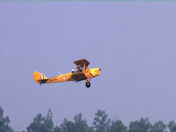 India’s oldest vintage aircraft dubbed the Tiger Moth also streamed the skies.