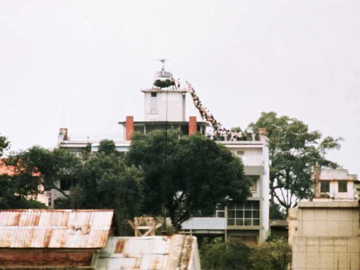 The Fall of Saigon in 1975 acted as the last crescendo in the Vietnam War as American diplomats, Marine guards, and contractors were airlifted out of the city.