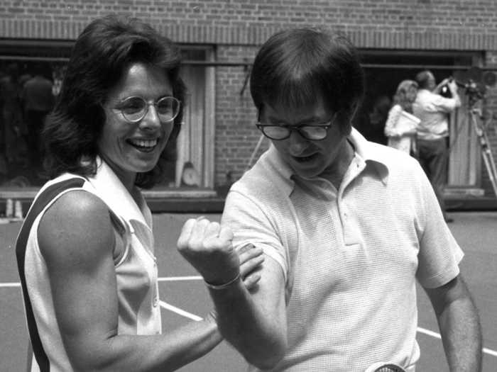 Billie Jean King triumphed against Bobby Riggs in the highly publicized "Battle of the Sexes" tennis match in 1973.