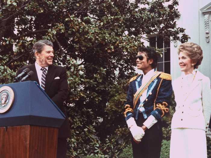 President Ronald Reagan and Nancy Reagan welcomed Michael Jackson to the White House in 1984.