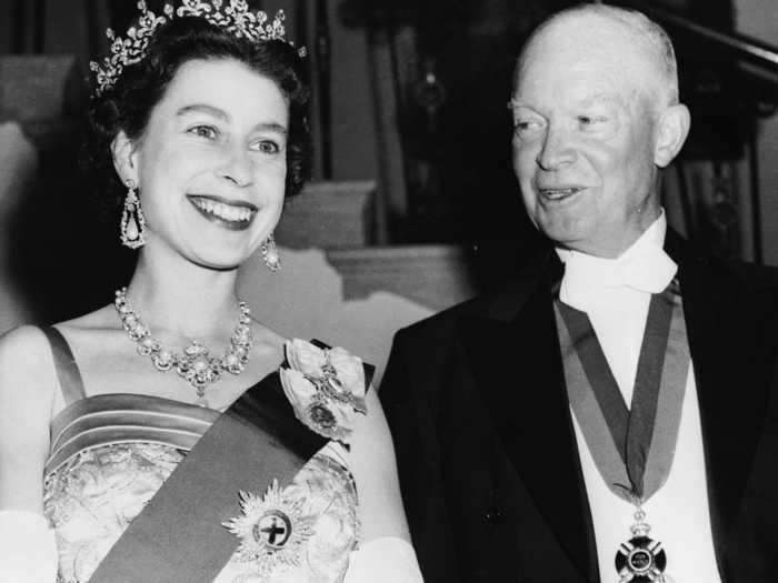 President Dwight D. Eisenhower and Queen Elizabeth II had a strong relationship and met several times, like here in 1957.