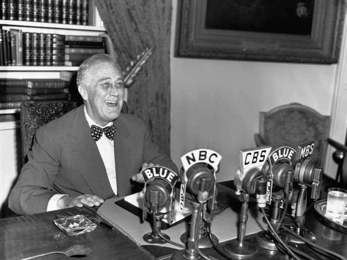 Franklin Delano Roosevelt happily announced the end of German occupation in Rome during a radio broadcast in 1944.